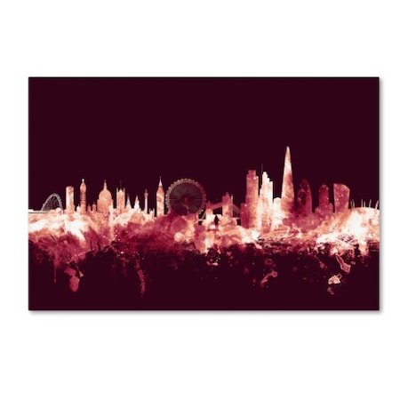 Michael Tompsett 'London England Skyline Maroon' Canvas Art,22x32